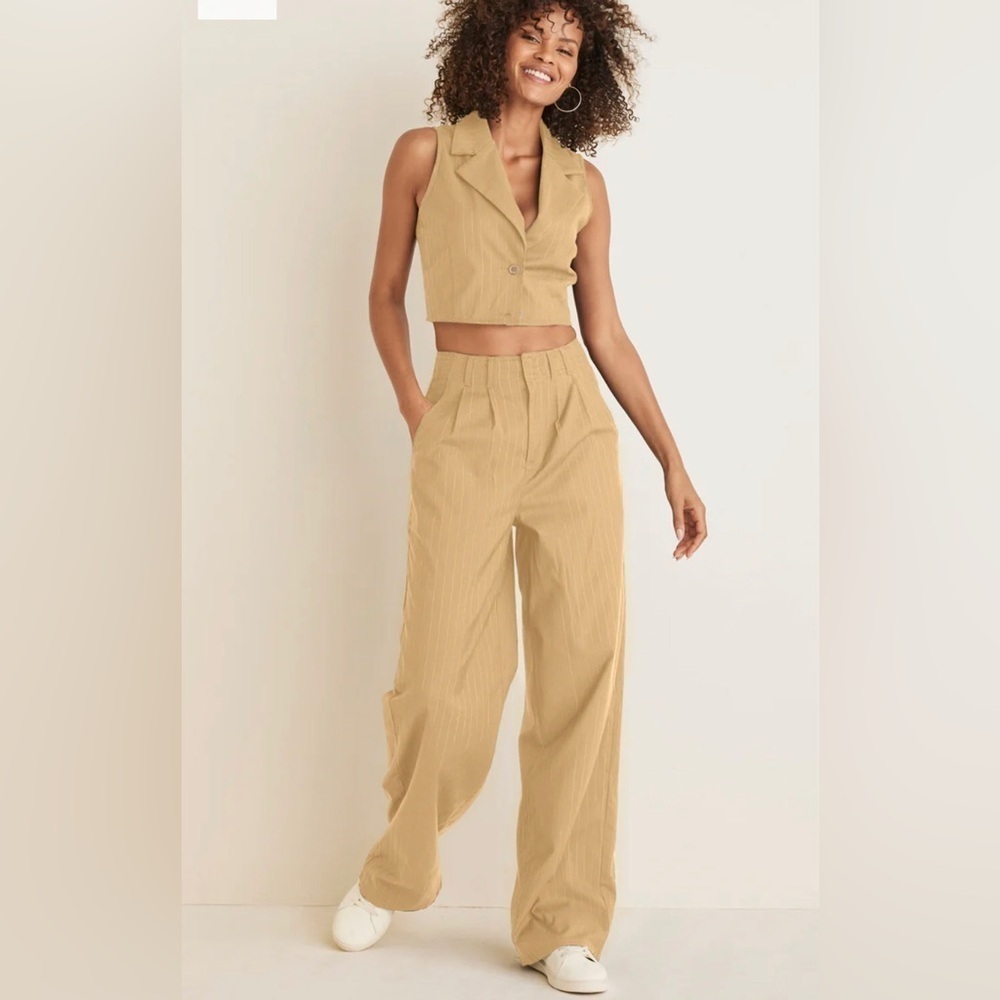Pinstripe Wide-leg Trousers